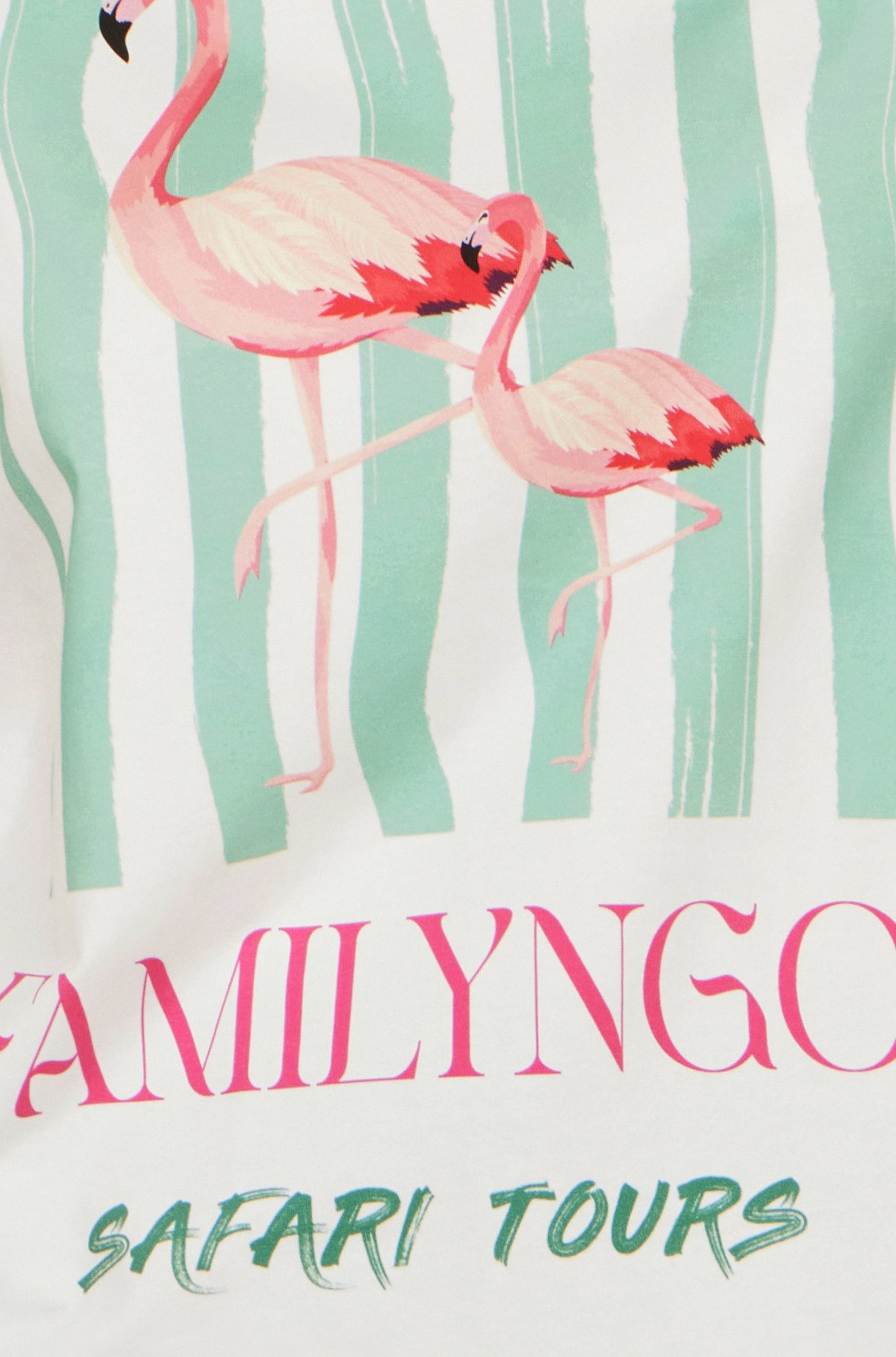 Yumi White Retro Relaxed Flamingo Cotton T Shirt