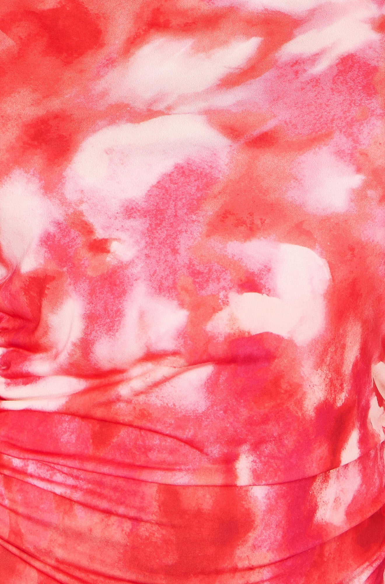 Yumi Red Mesh Ruched Bodycon Midi Dress