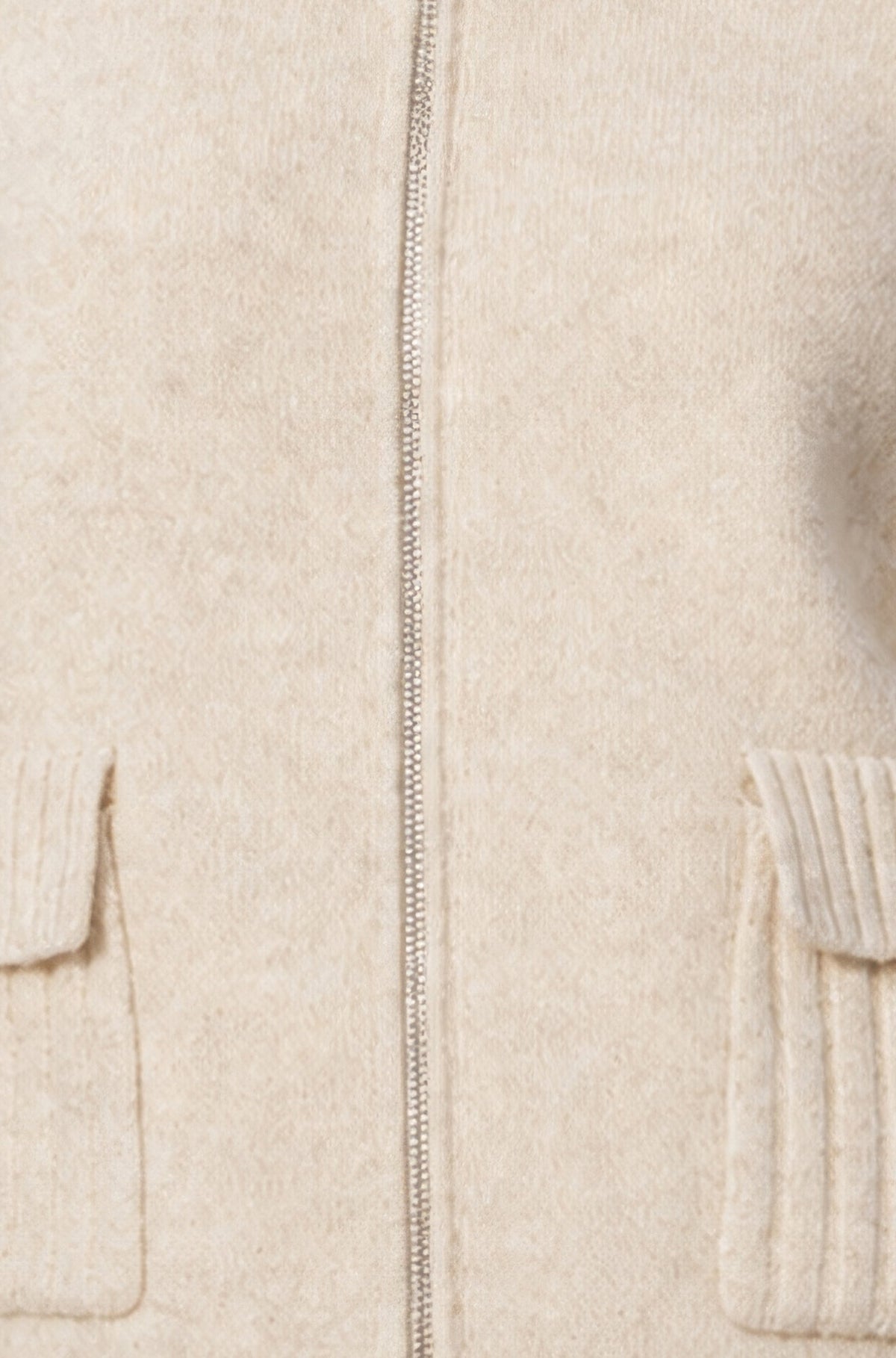 Yumi Oatmeal Zip Up Cardigan