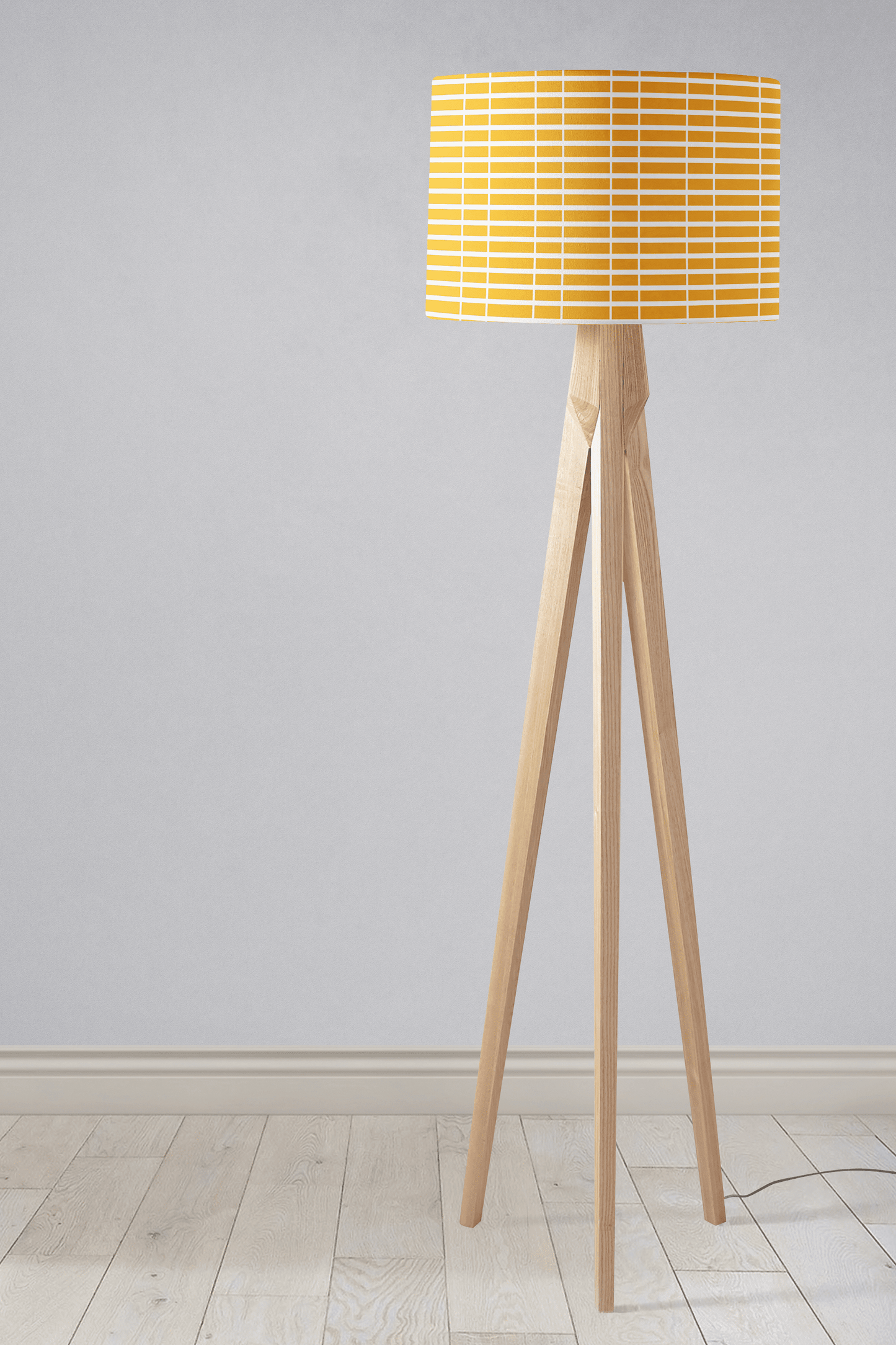 Yellow with White Geometric Stripes Lampshade, Ceiling or Table Lamp Shade