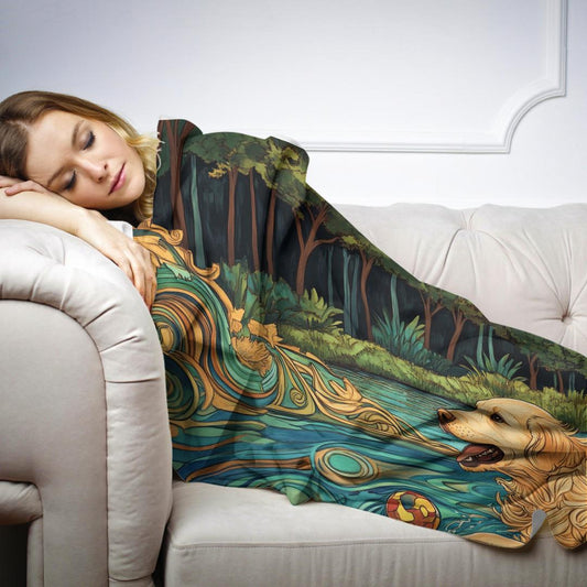 Golden Retriever Lakeside Blanket