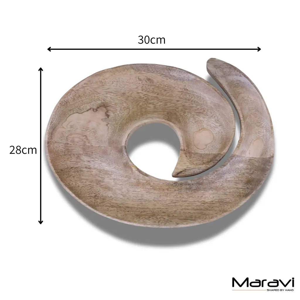 Zayana Swirl Mango Wood Serving Dish