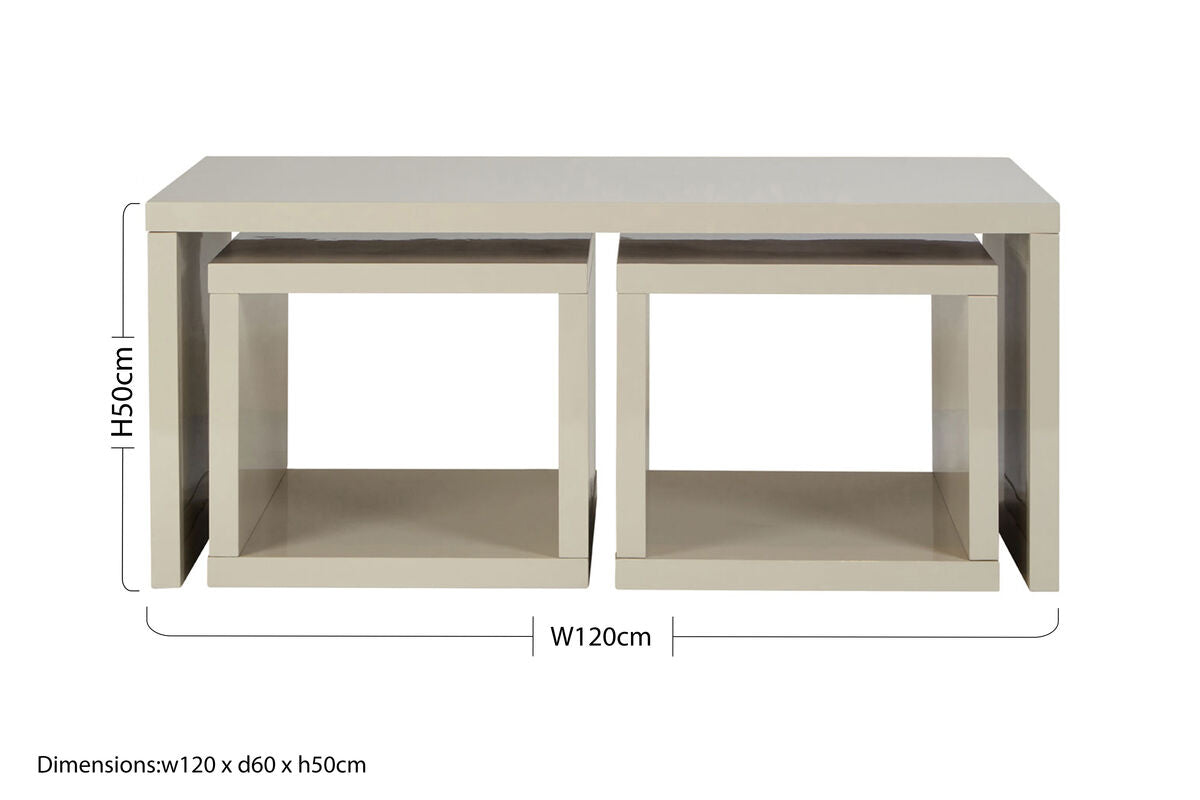 Grey Wood Coffee Table with 2 Under Tables | Madrid