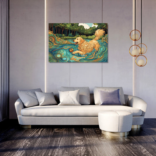 Golden Retriever Lakeside Canvas