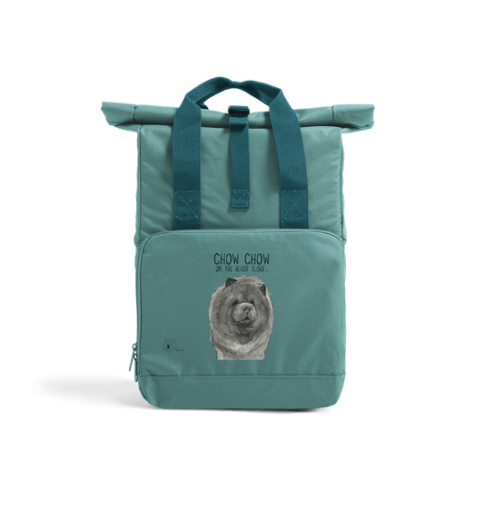 Blue Chow Chow Chic: Aloof Floof Roll-Top Backpack