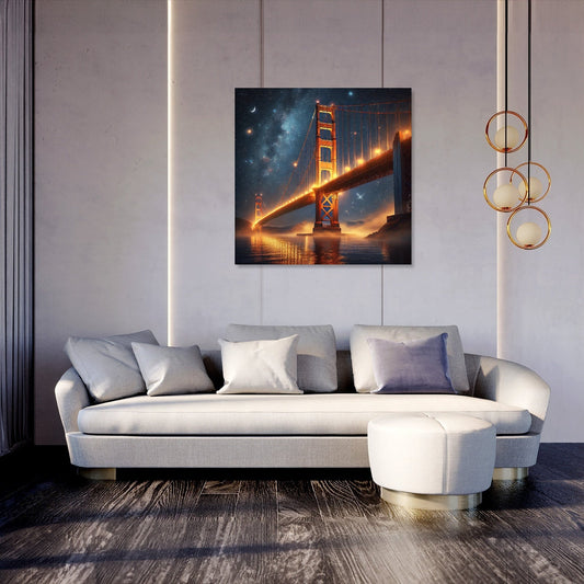 Golden Gate Starry Night Canvas
