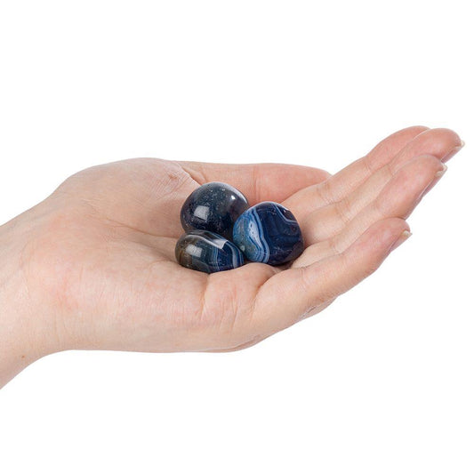 Blue Banded Agate Tumbled Semi-Precious Collectible Gemstone