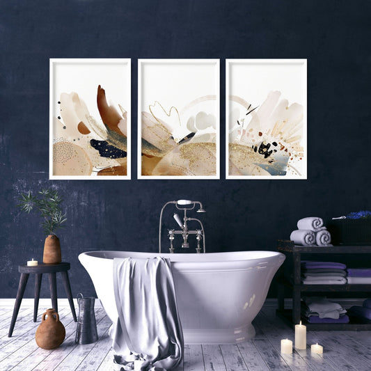 Bathroom Pictures Wall Art | set of 3 framed wall prints