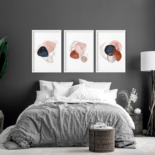 Abstract print for bedroom | set of 3 wall art prints