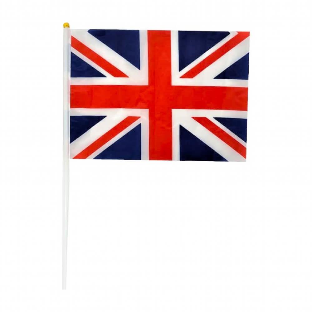 Reusable 28x20 cm Union Jack Hand Flag with Plastic Handle (SINGLE)