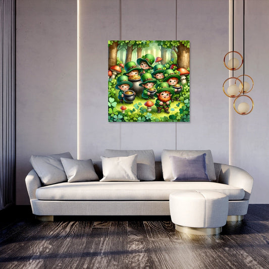 Clover Mischief Leprechauns Canvas