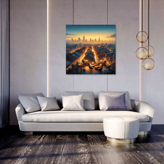 Dusk Over Rooftops Canvas