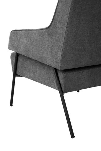 Henia Ash Velvet High Back Chair with Black Metal Legs