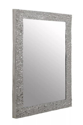 Textured Silver Frame Rectangular Wall Mirror | Akola