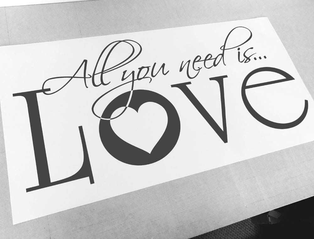All You Need Is Love Wall Sticker Quote – Romantic Vinyl Wall Decal