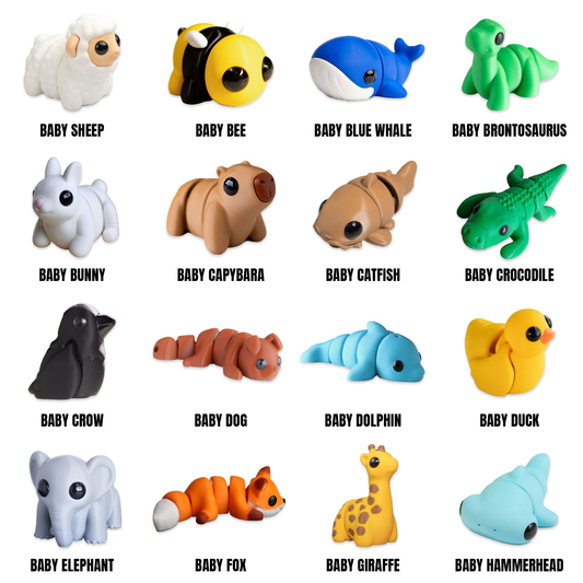Mini Fidget Animals Vol 1 – 3D Printed Articulated Collectibles & Keyrings