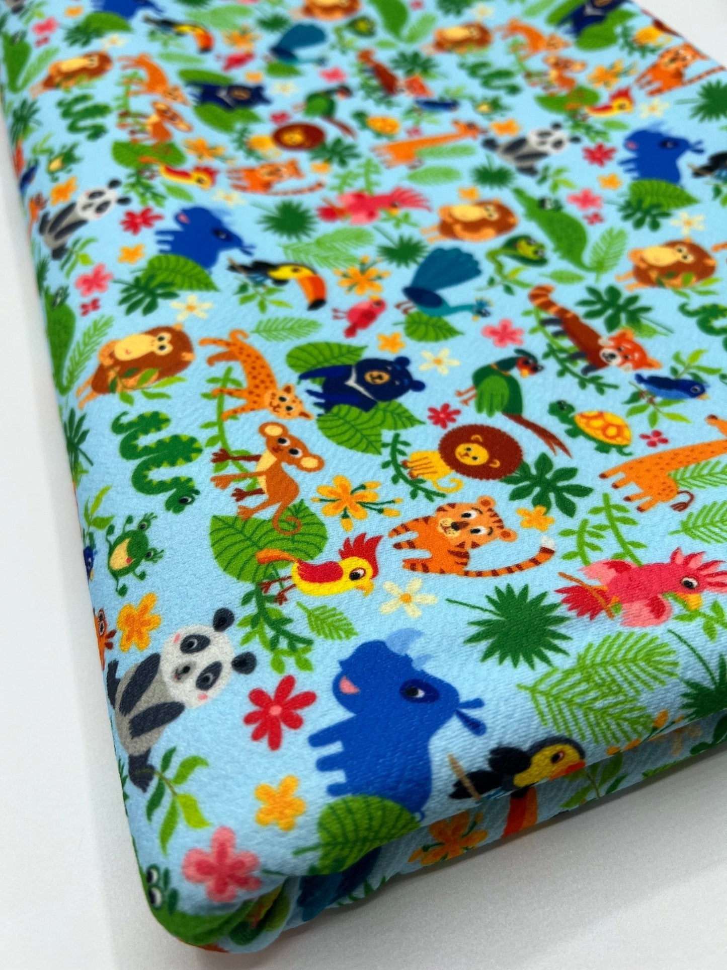 Animal Baby Blue Print Liverpool Bullet Stretch Fabric