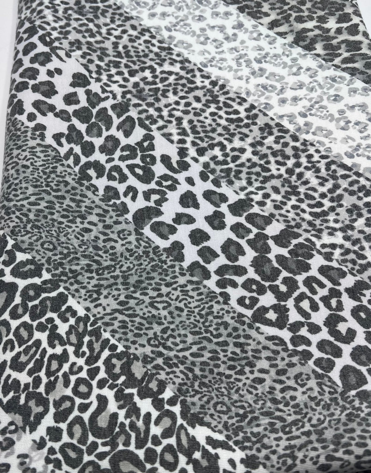 Grey Mixed Animal Stripe French Terry Loopback Fabric