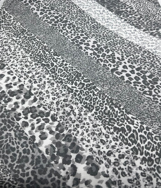 Grey Mixed Animal Stripe French Terry Loopback Fabric
