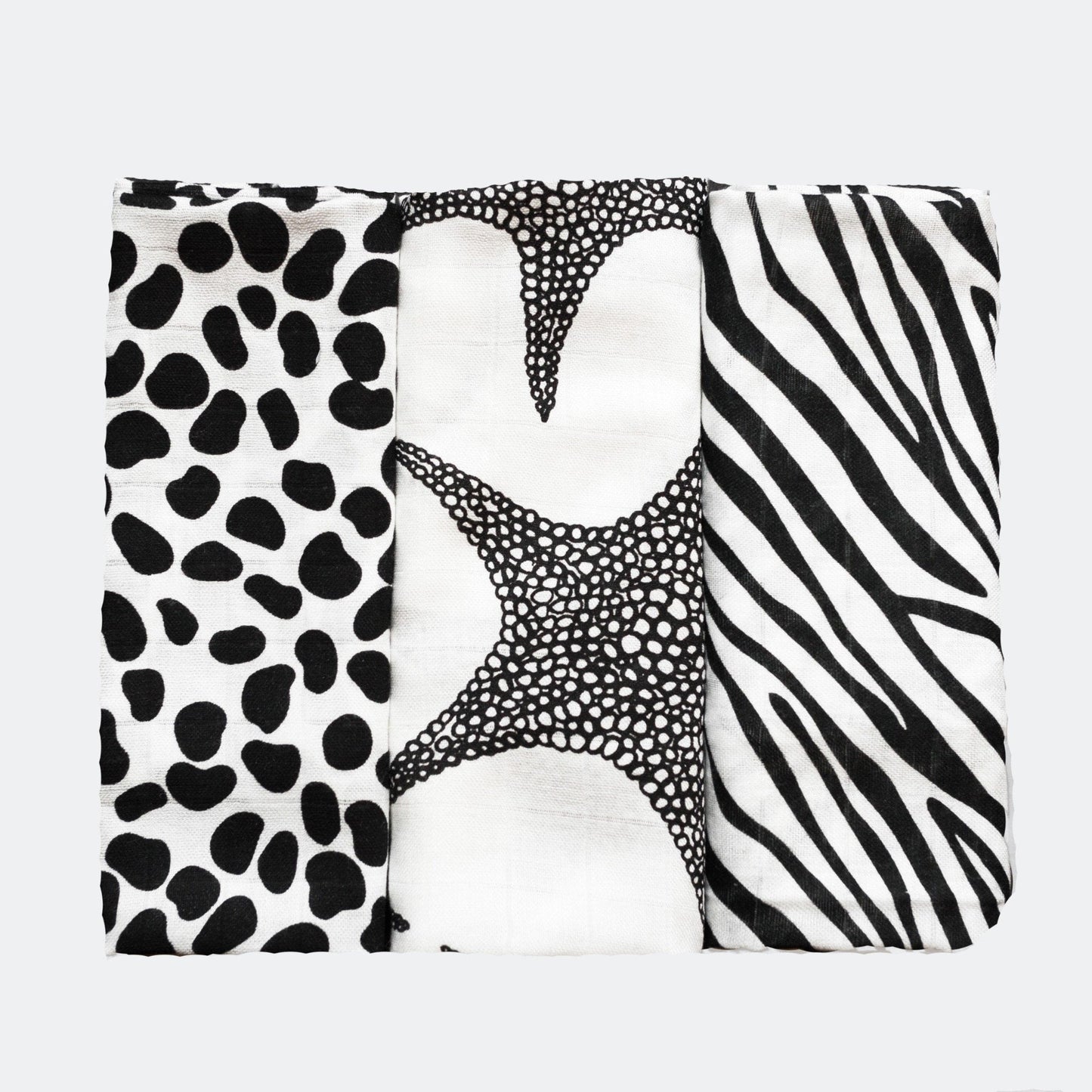 ANIMAL PRINT MUSLIN 3-PACK - birth to 4 months