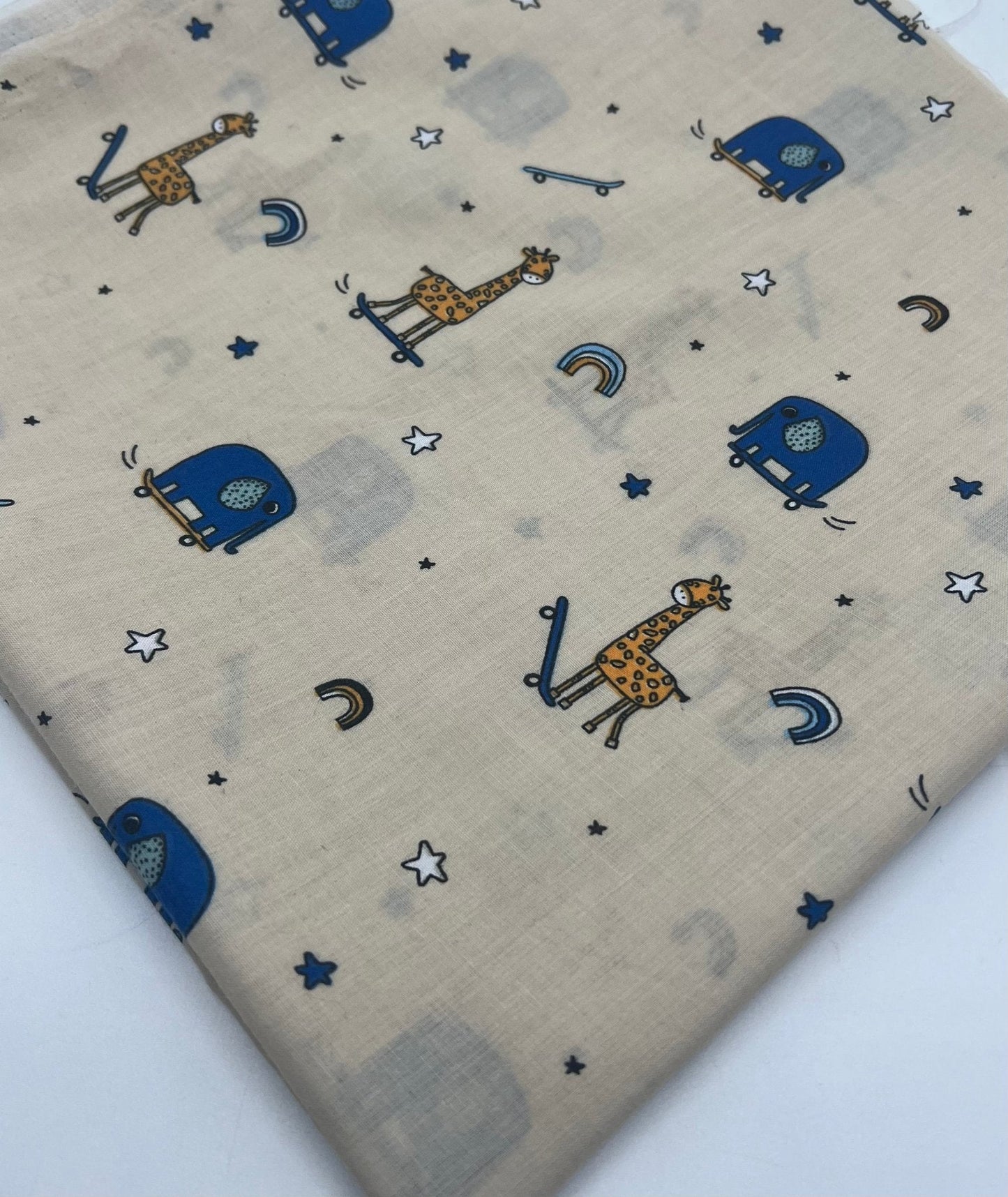 Animals Scoot Beige Printed Polycotton 90 GSM 80/20 44 Inch Non Stretch