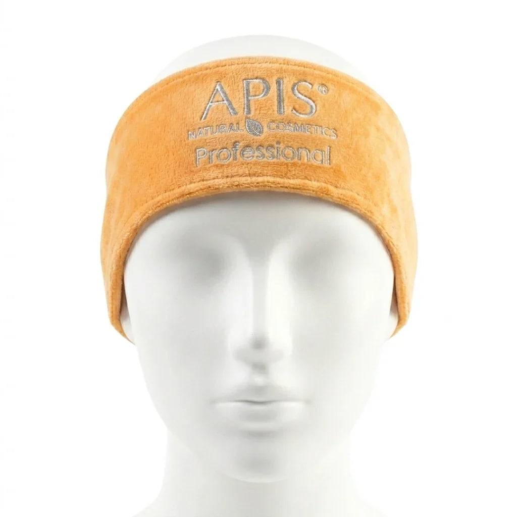 Apis Peach Velour Cosmetic Headband with Logo | Beauty Accessory