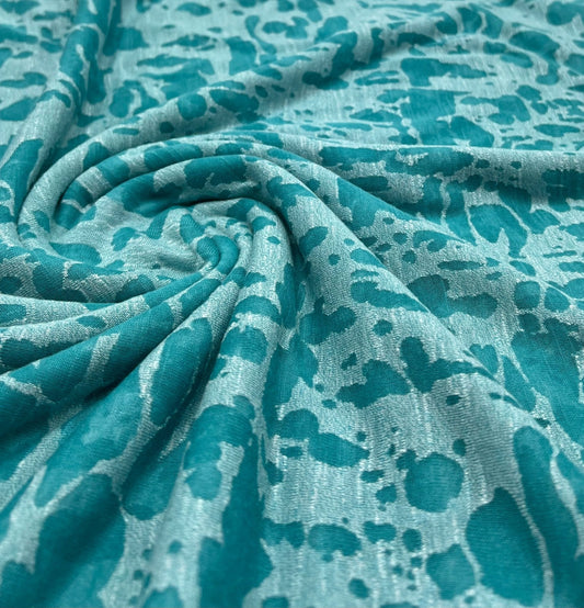 Aqua Blue Burnout 2 Way Stretch Fabric