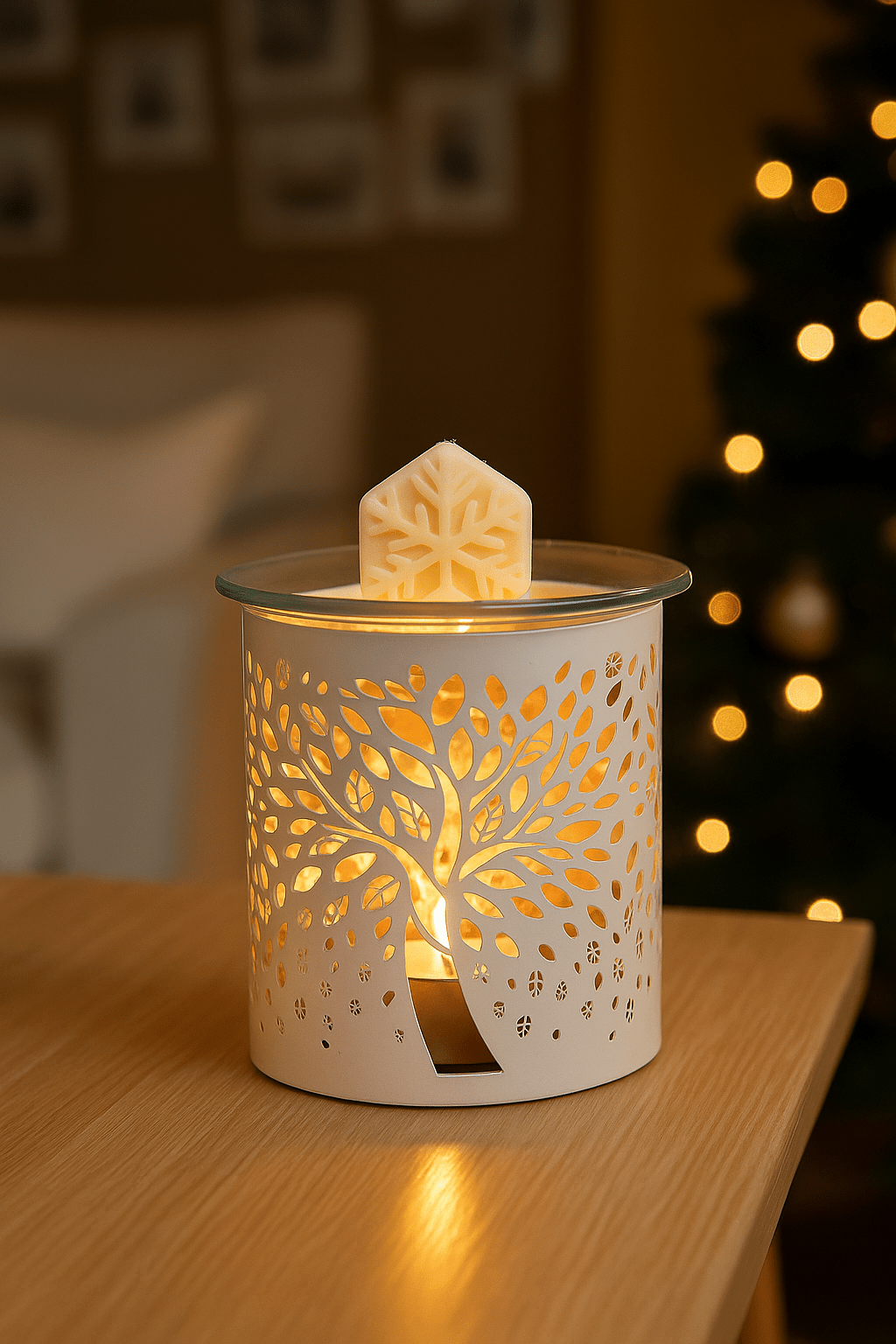 Aroma White Tree of Life Metal Jar Sleeve & Wax Melt Warmer