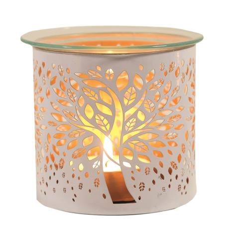 Aroma White Tree of Life Metal Jar Sleeve & Wax Melt Warmer
