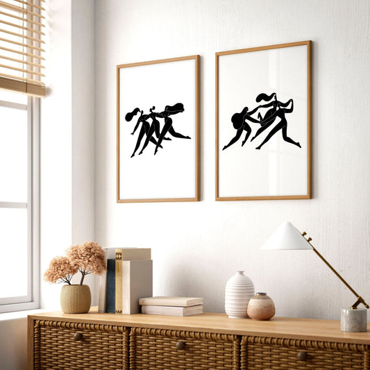 Art For Hallway | Set of 2 Boho Women Wall art Prints