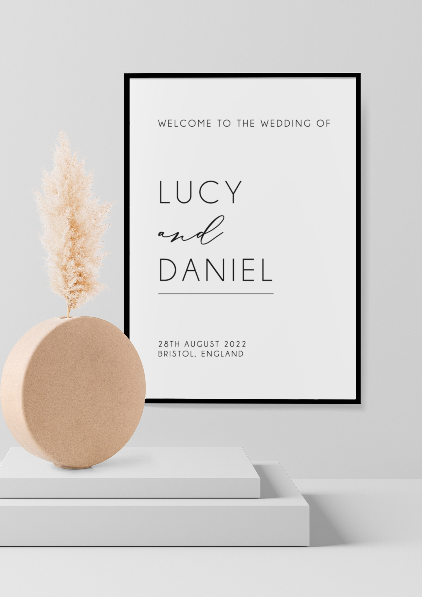 Custom Personalised Welcome To The Wedding Of Name Date & Location Wedding Wall Decor Print