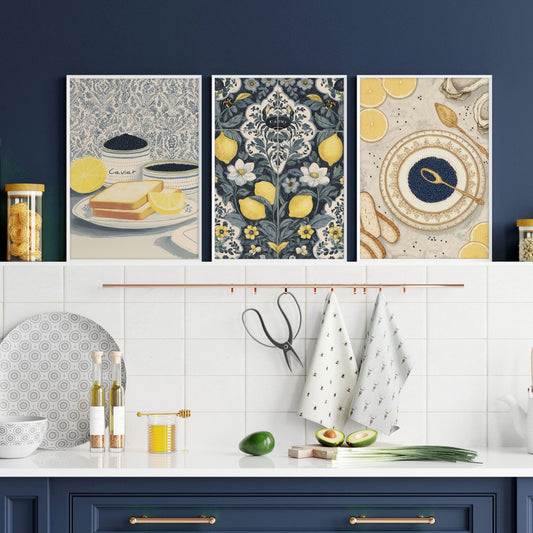 Artwork In Kitchen | Set of 3 Italian Lifestyle Wall art Prints
