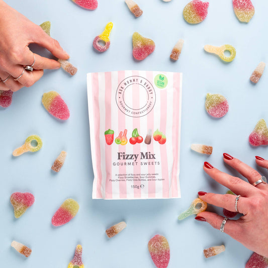 Ask Mummy & Daddy Fizzy Mix Pouch 150g – Mixed Fizzy & Sour Vegan Sweets