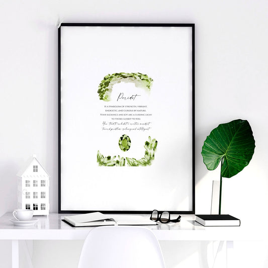 August Peridot Birthstone wall art print