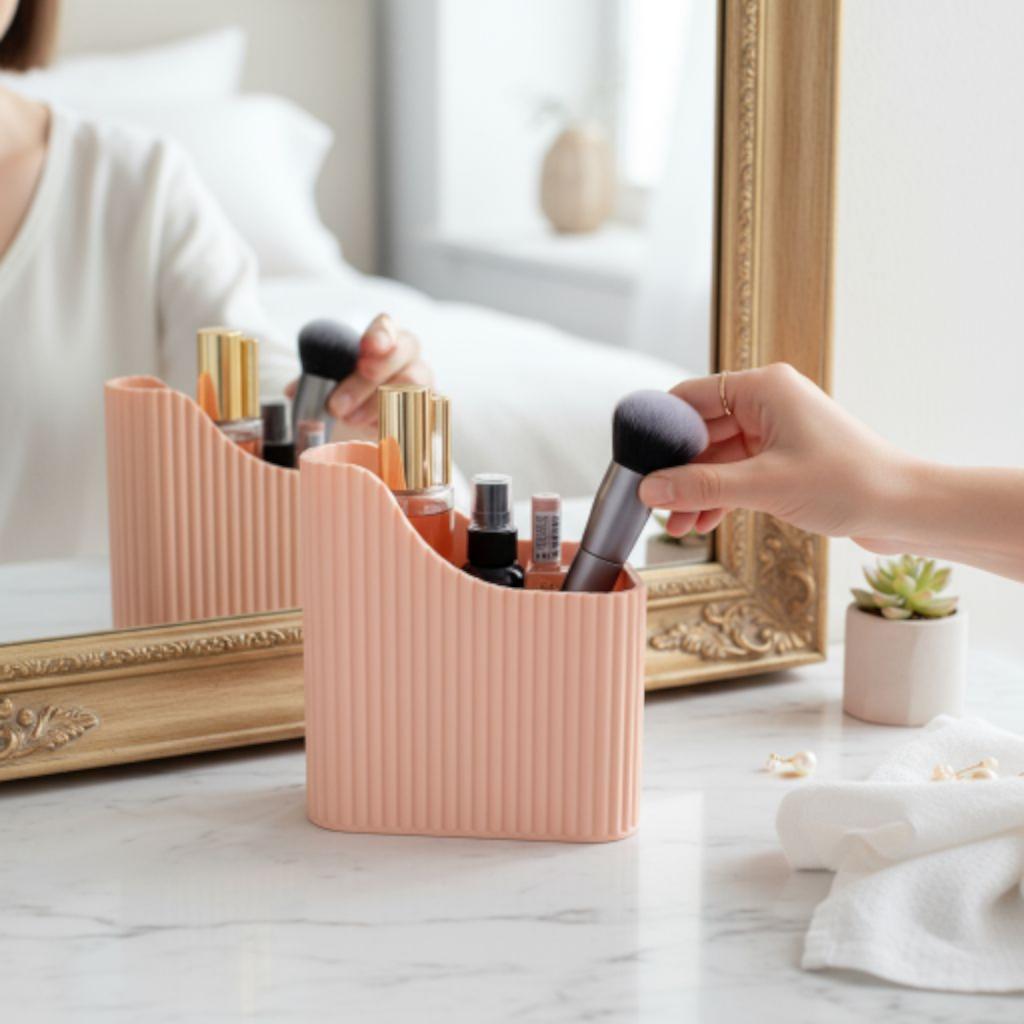 Ribbed Vanity Organiser | Luxury Six-Section Makeup & Skincare Storage
