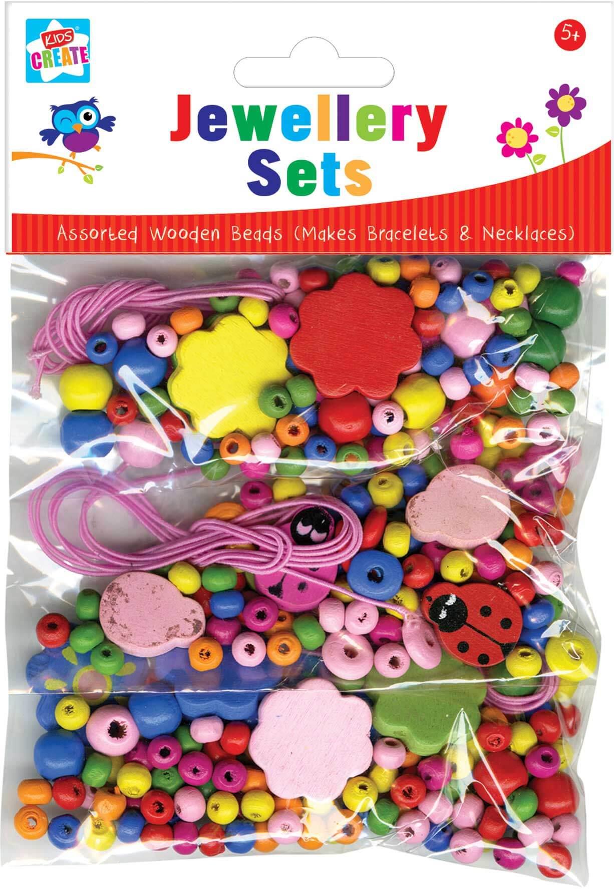 Children's Make Your Own Wooden Bead Jewellery Set with Elastic