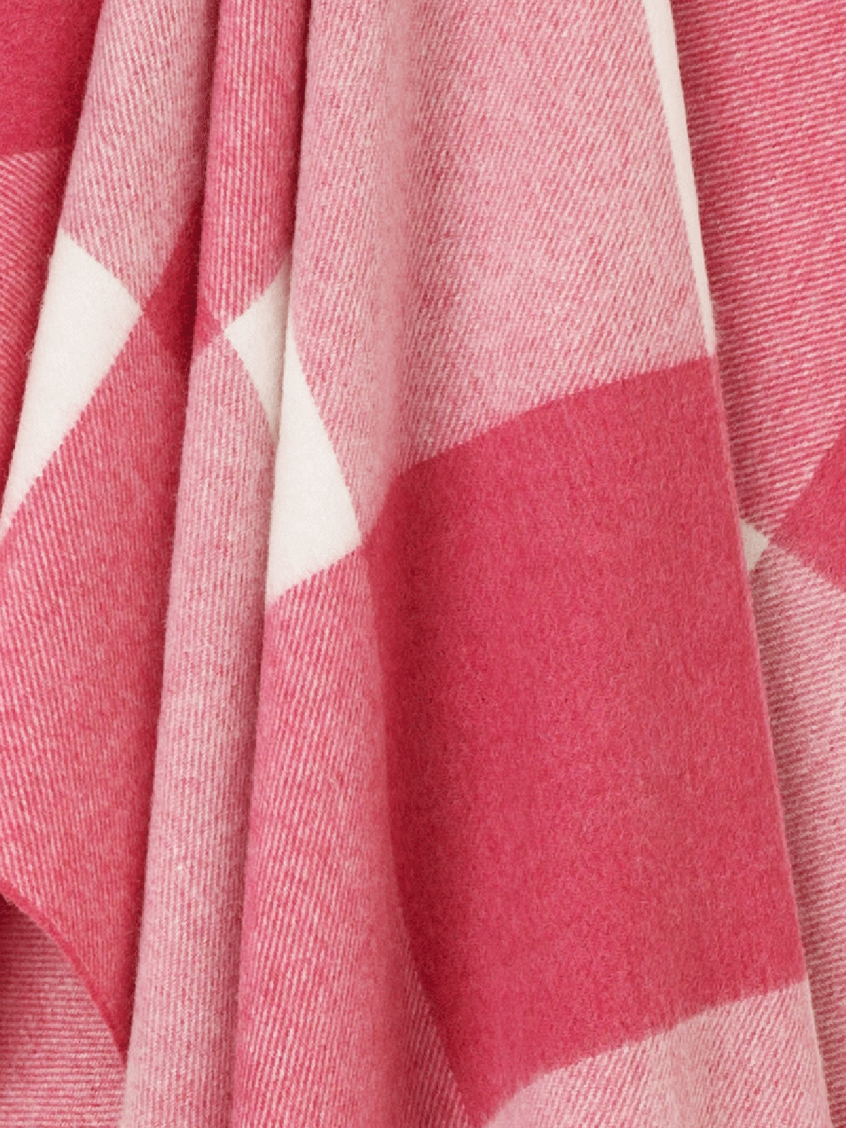 Pastel Block Check Merino Lambswool Throw - Cerise