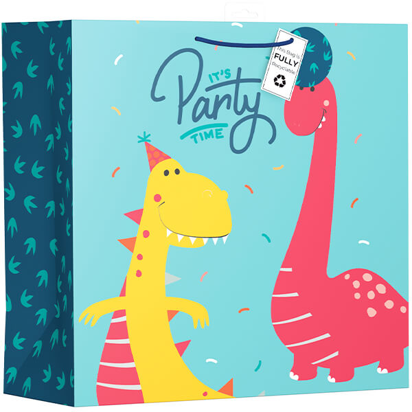 Giant Gift Bag with Party Dinosaurs Design (W450 x H450 x D205 mm)