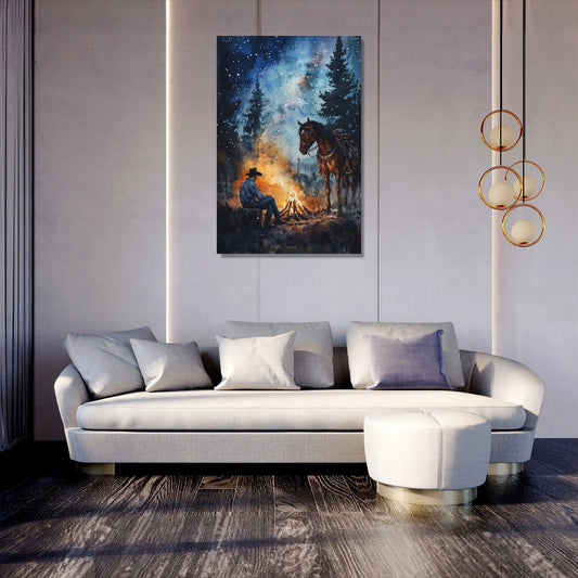 Cowboy's Fireside Canvas