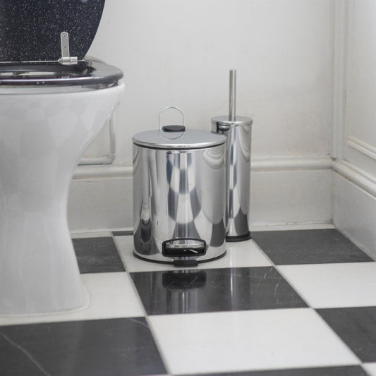 5L Chrome Round Stainless Steel Pedal Bin