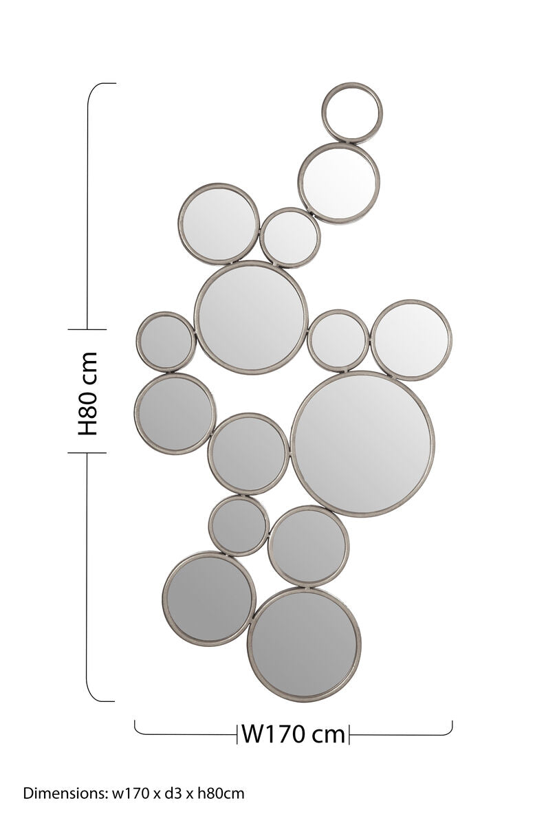 Large Silver Multi Circle Wall Mirror | Zariah