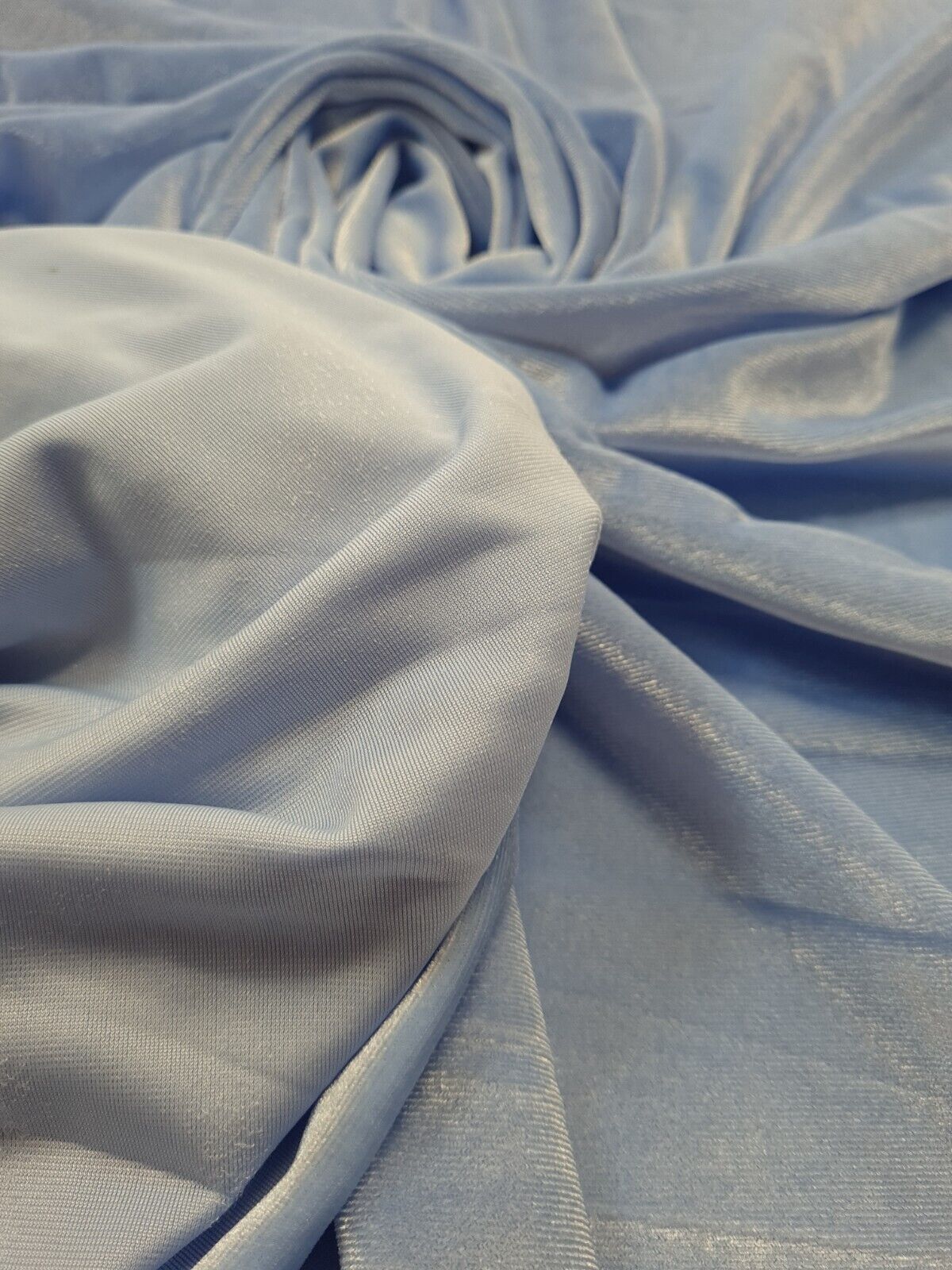 Baby Blue Plain Velour Spandex Stretch Fabric