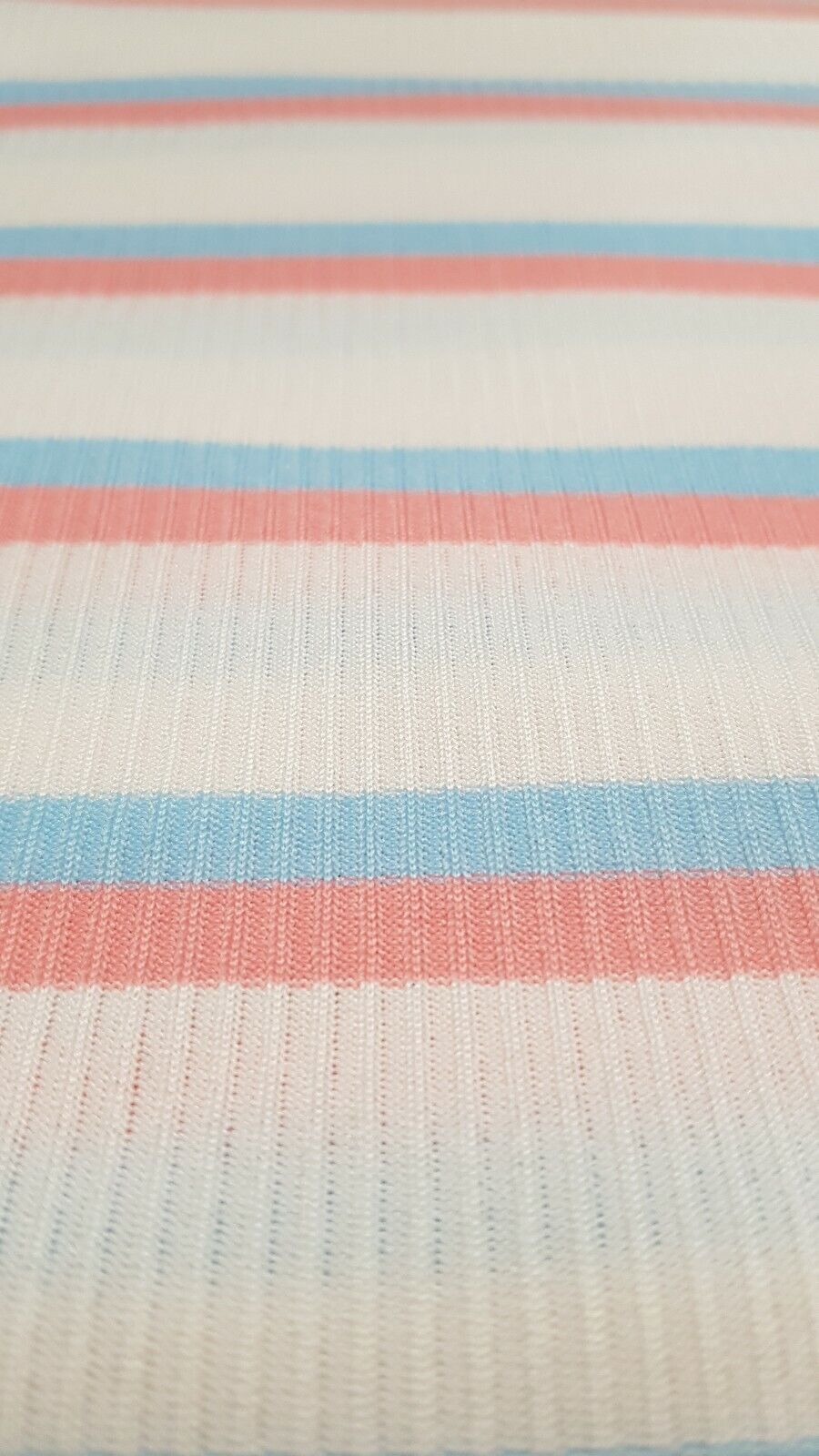 Baby Pink & Baby Blue Striped Fine Rib Stretch Fabric