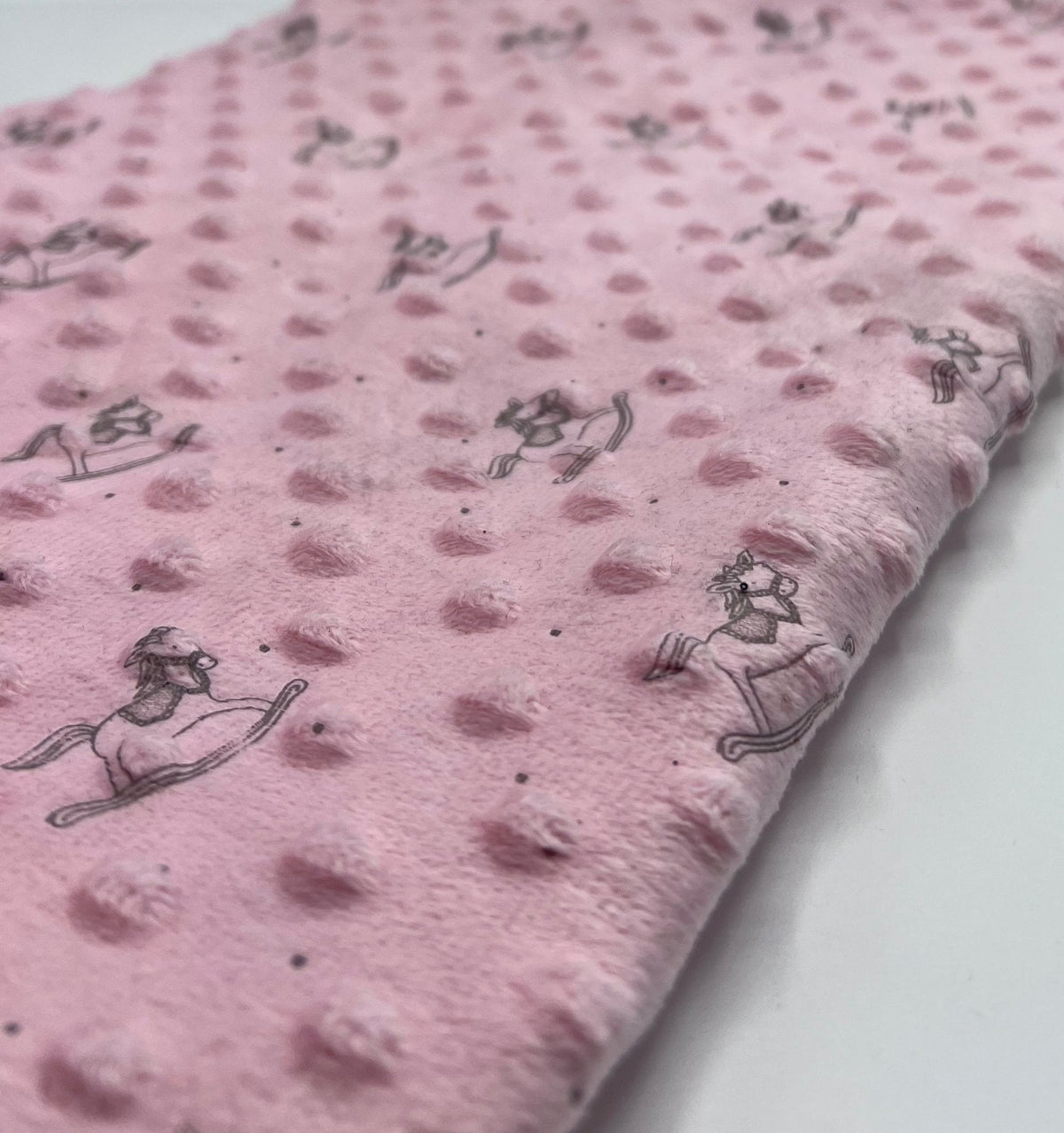 Baby Pink Rocking Horse Luxury Dimple Fleece Fabric Blanket Loungewear