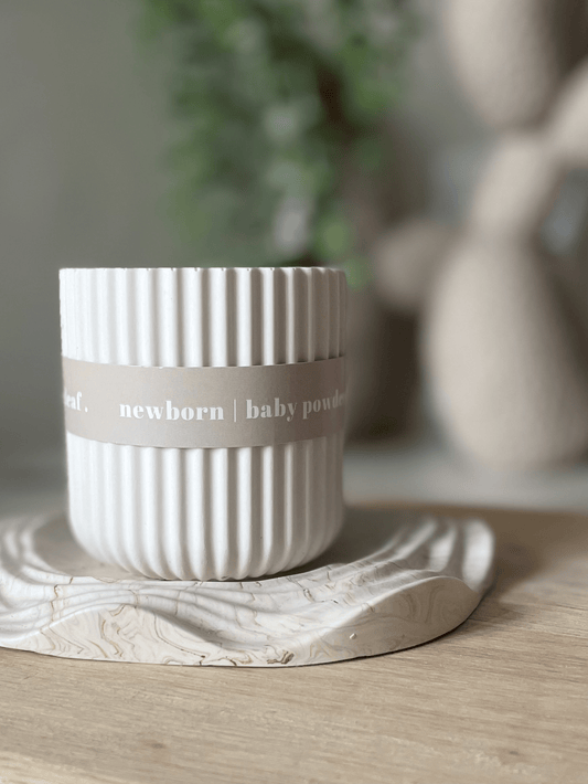 Baby Powder Jesmonite Soy Candle – Soft Neutral Home Fragrance