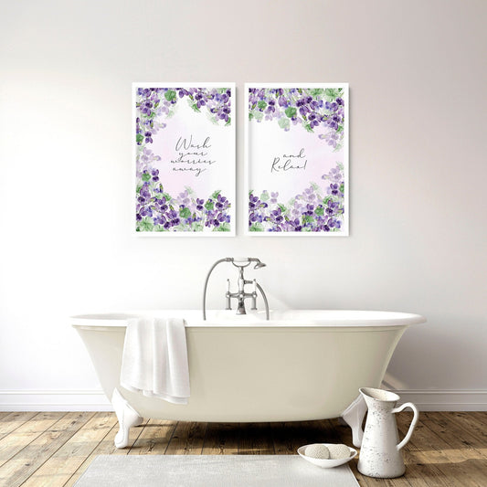 Bath pictures for wall | set of 2 Shabby Chic wall art prints