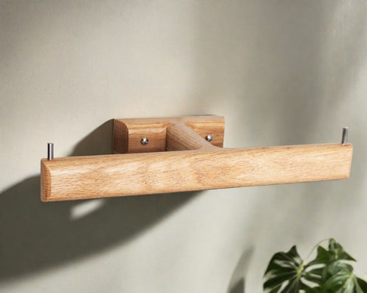 Oak Double Toilet Roll Holder