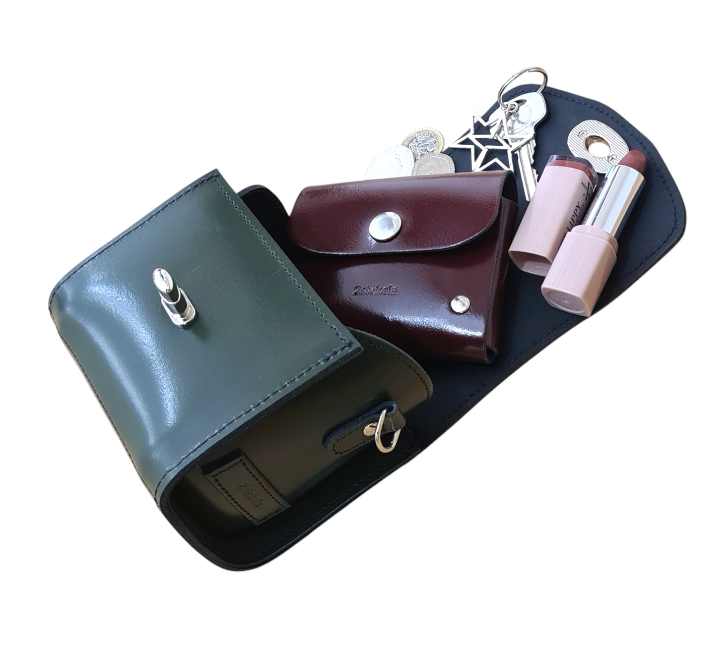 Bauble Handmade High Shine Leather Handbag - Marsala Red