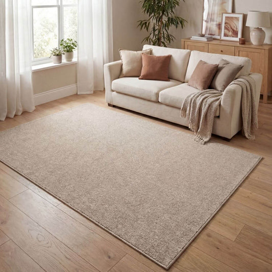 Flex Beige Low Pile Solid Rug