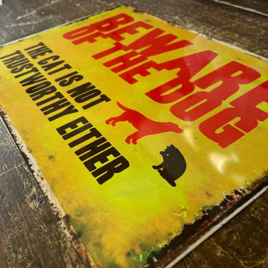 Rusty Distressed Effect Metal Beware of Dog Sign